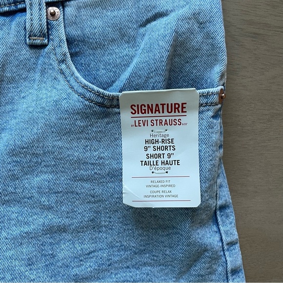 Signature by Levi Strauss Light Blue High-Rise Denim Shorts - Picture 2 of 5